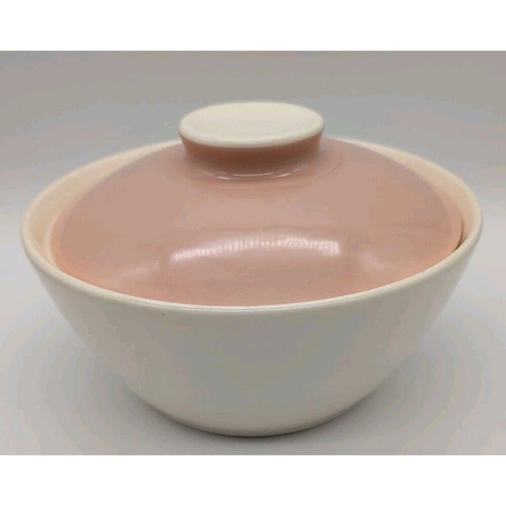 Vintage Harker Ware Covered Casserole Dish  Bowl 9" Pink Cocoa MCM